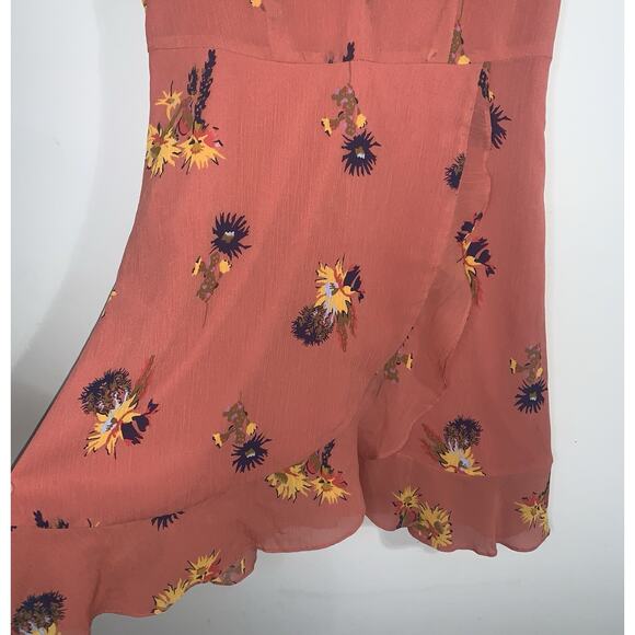 Madewell Posy Cactus Flower Wrap Dress In Spiced Rose Size 4 Short Sleeve - Picture 4 of 12